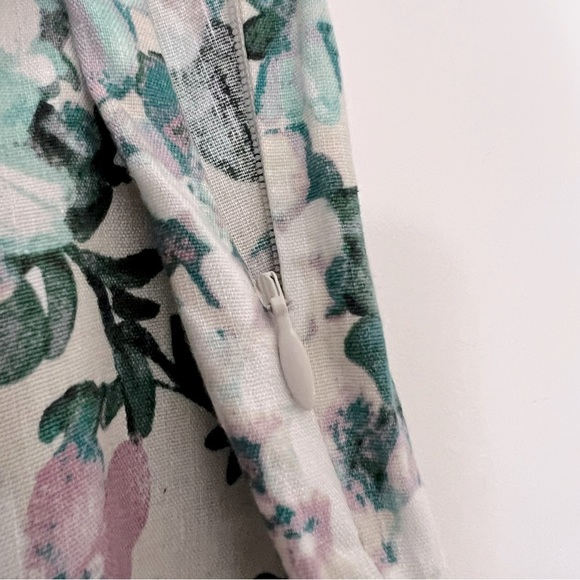 J.Jill Linen Stretch Fresh Spring Floral Cropped 3 Button Ankle Side Zip Pant M - Picture 7 of 14
